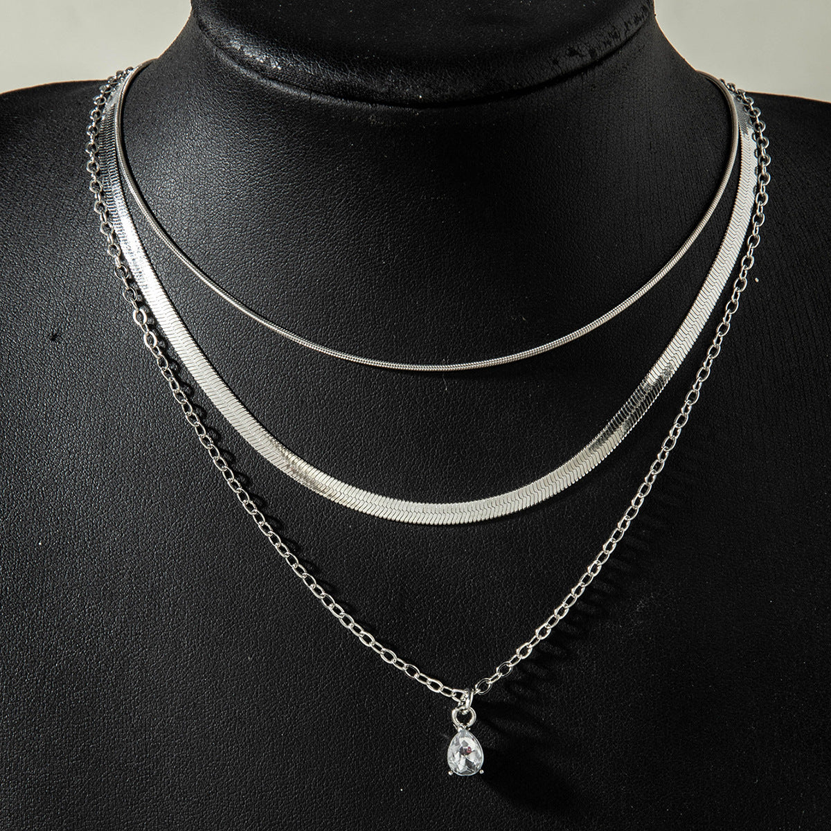 European and American Fashion Collarbone Chain Round Pendant Tassel Multi-layer Stacking Necklace Layered One-word Necklace3Set