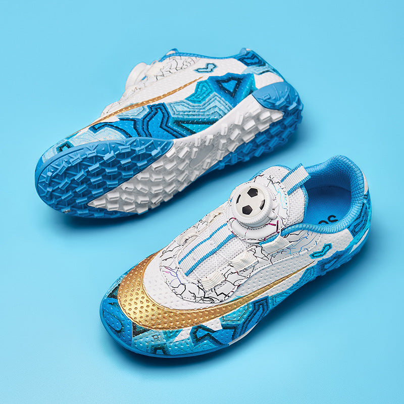 New Children's Rotating Buckle Broken Nail Training Football Shoes Girls Boys Primary School Students Competition Training Sneakers