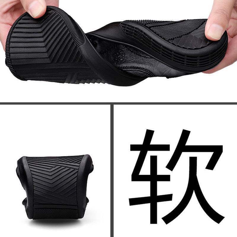 Yangxin Casual Leather Shoes for Men Soft Sole Soft Leather Lace-up Versatile Thick Sole Men's Leather Shoes