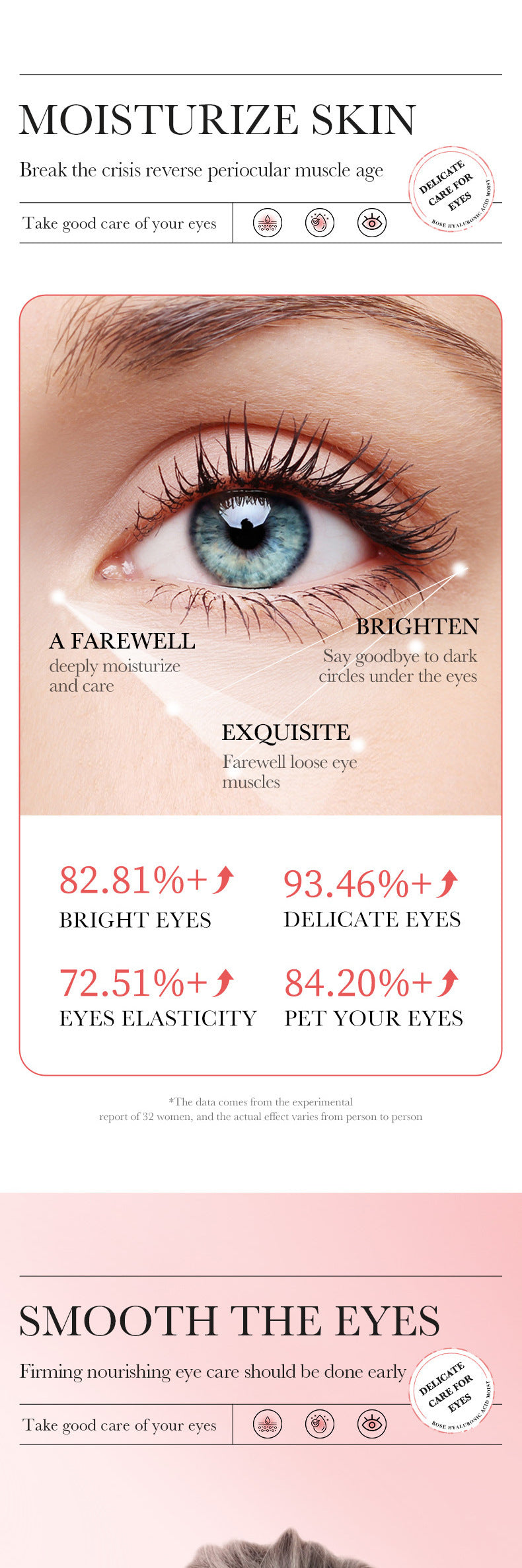 foreign trade BIOAOUA Rose Hyaluronic Acid Moisturizing Eye Mask Hydrating and Moisturizing Eye Mask Wholesale