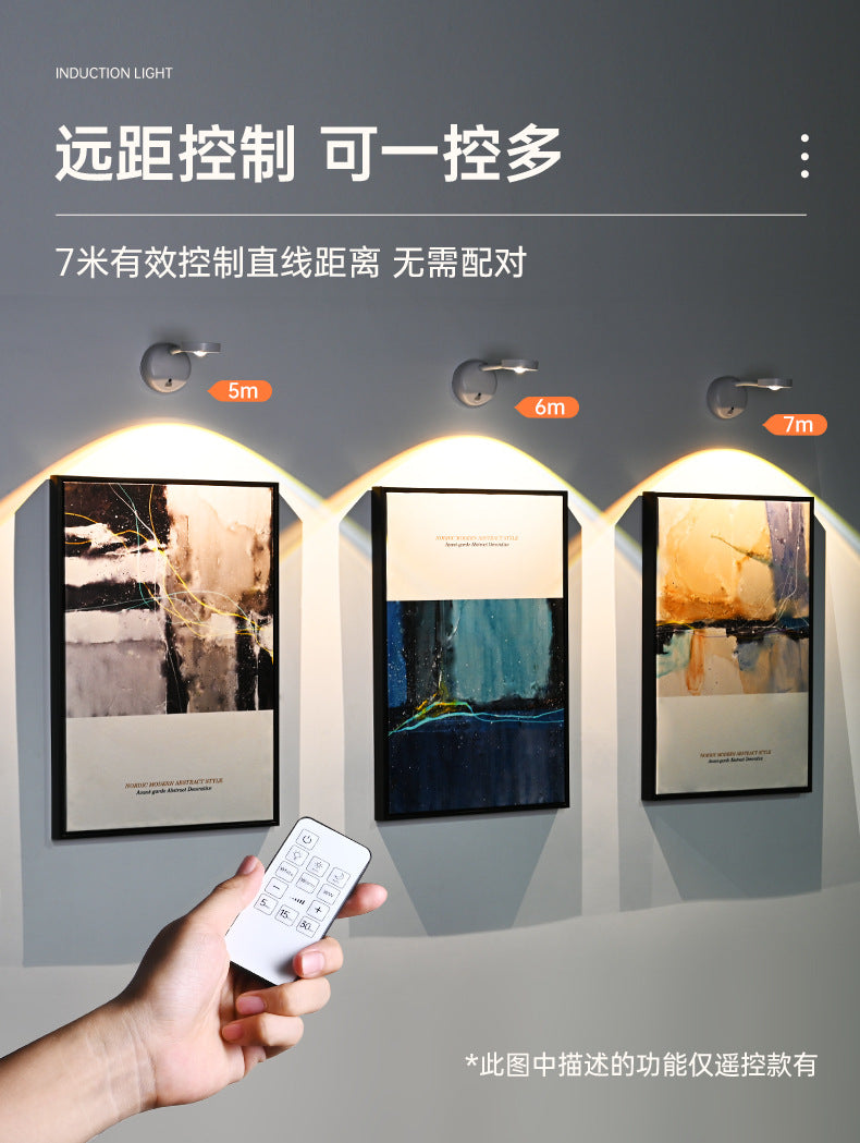 new indoor wireless wall light spotlight Charging led Intelligent Human Body Sensor Light Remote Control Picture Light