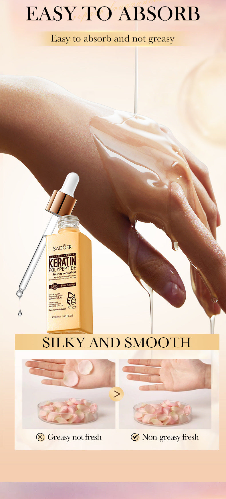 Keratin Peptide Conditioner SADOER Smooth and Shiny Hair Care Oil Cross-Border Wholesale