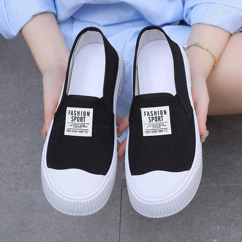 Canvas Shoes for Women Spring Summer Low Top New Korean Fashion Versatile Casual Slip-On Lazy Shoes Sneakers