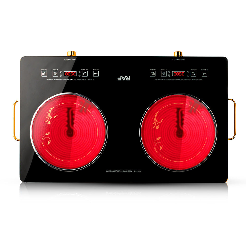 European Style Double Burner Energy-Saving Stove High-power Dual-burner Electric Ceramic Stove Household Multi-functional Light Wave Induction Cooker3500W