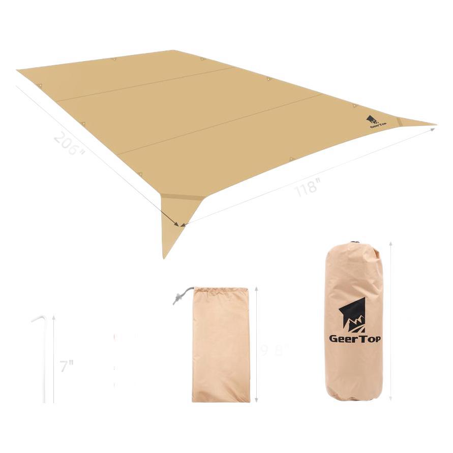 Outdoor Camping Canopy3-4Silver Coated Sunshade Awning Waterproof Camping Tarp Square Canopy5-6People