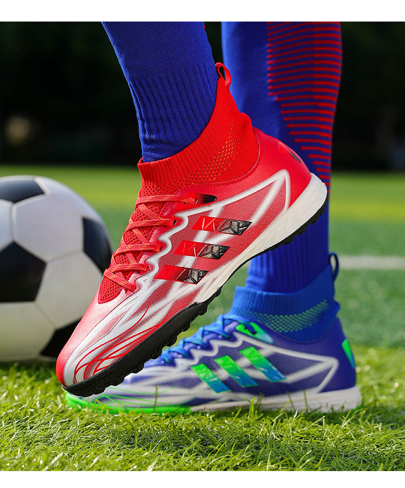 New high-top soccer shoes for men and women AG Spike TF Broken Nail Youth Student Grassland Competition Training Shoes