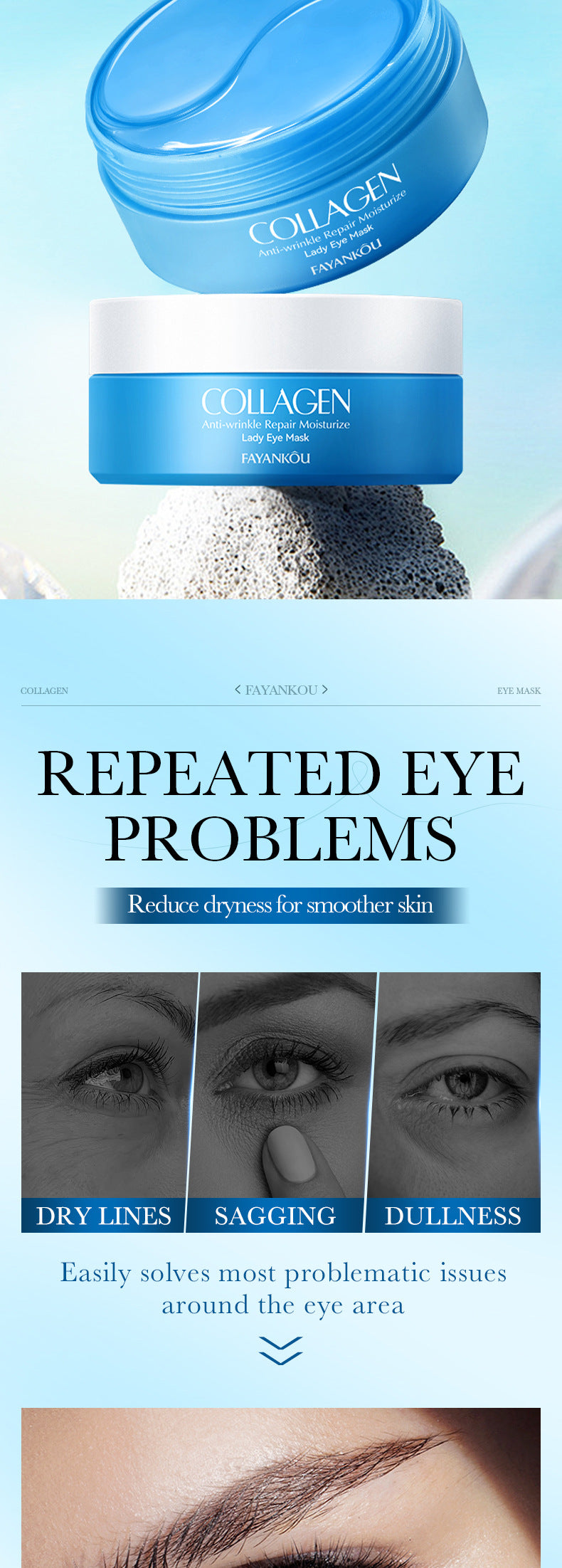 Full English Collagen Anti-Wrinkle Eye Mask FAYANKOU Moisturizing Noblewoman Eye Mask Eye Mask Patches  Wholesale