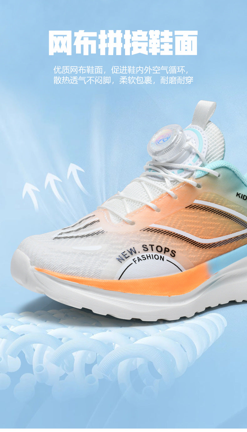 Spring and Summer New Children's Comfortable Breathable Button Running Shoes Fashionable Casual Kids Shoes Non-Slip Wear-Resistant Boys' Sports Shoes