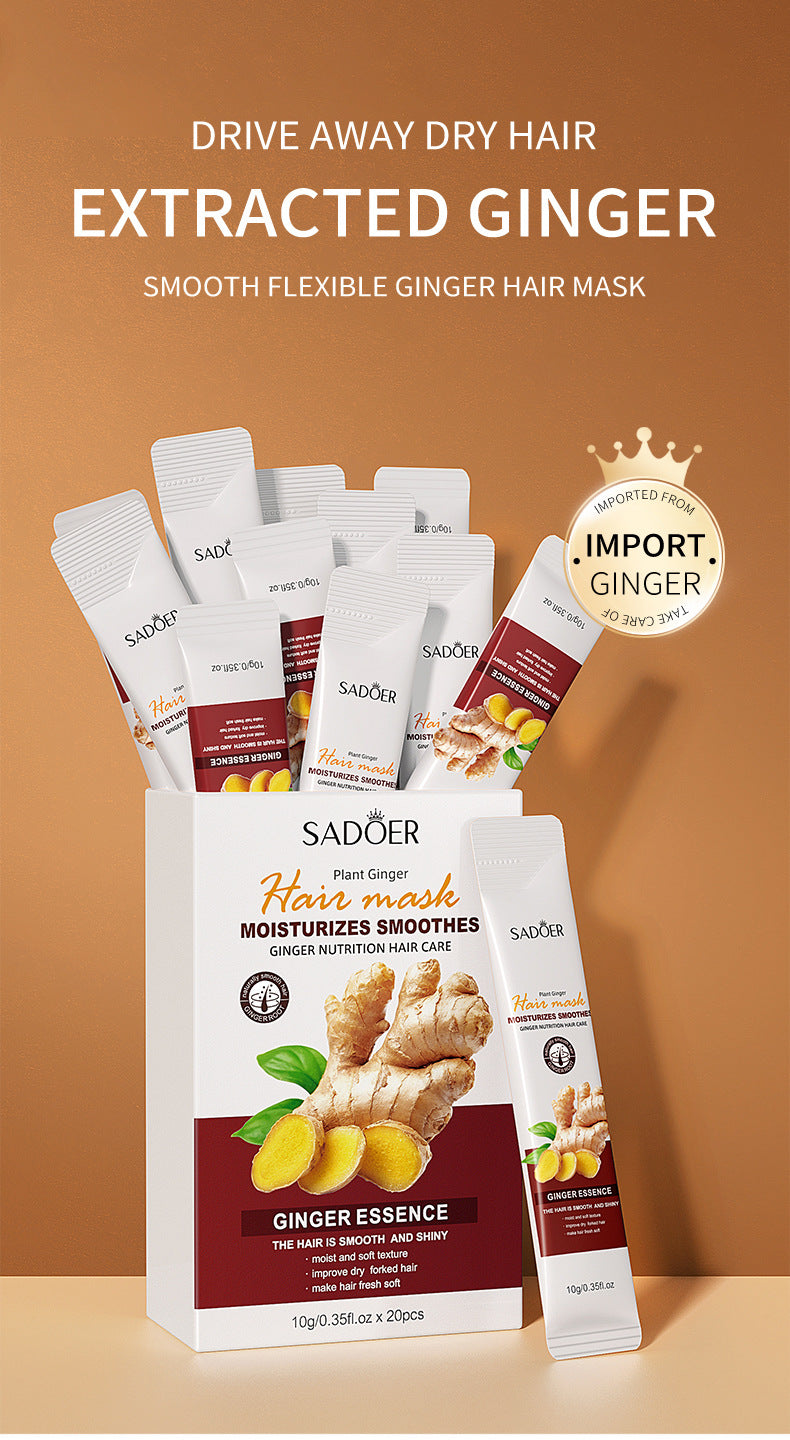 Ginger Hair Mask SADOER Improve Frizz, Soften and Smooth, Portable Strip Pack, Cross-Border Foreign Trade Wholesale