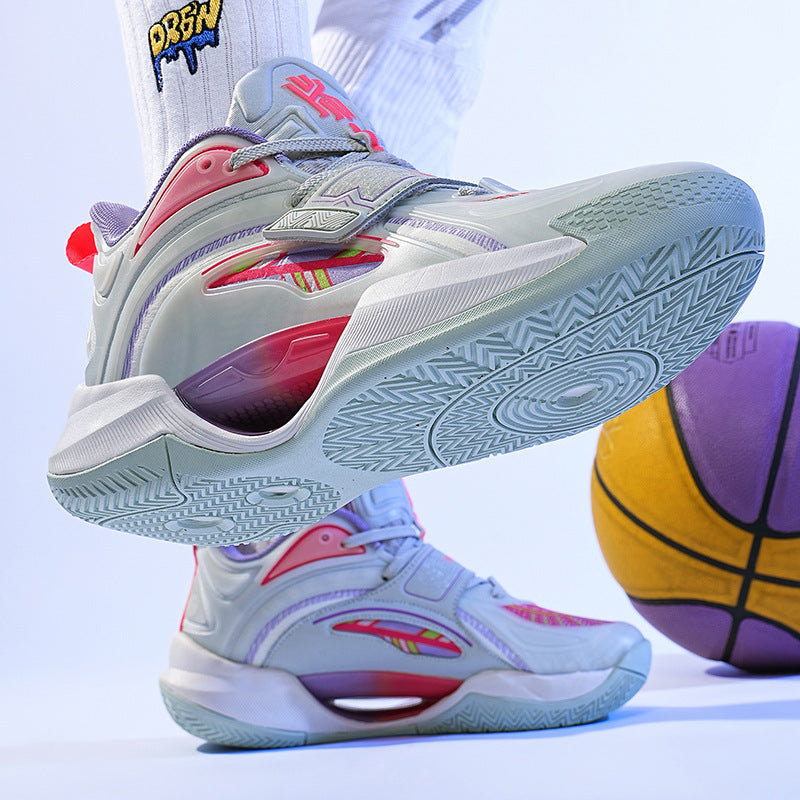 Summer Trendy Fashion Breathable Comfortable Sports Men's Shoes Youth High Elastic Practical Wear-resistant Rubber Sole Basketball Shoes