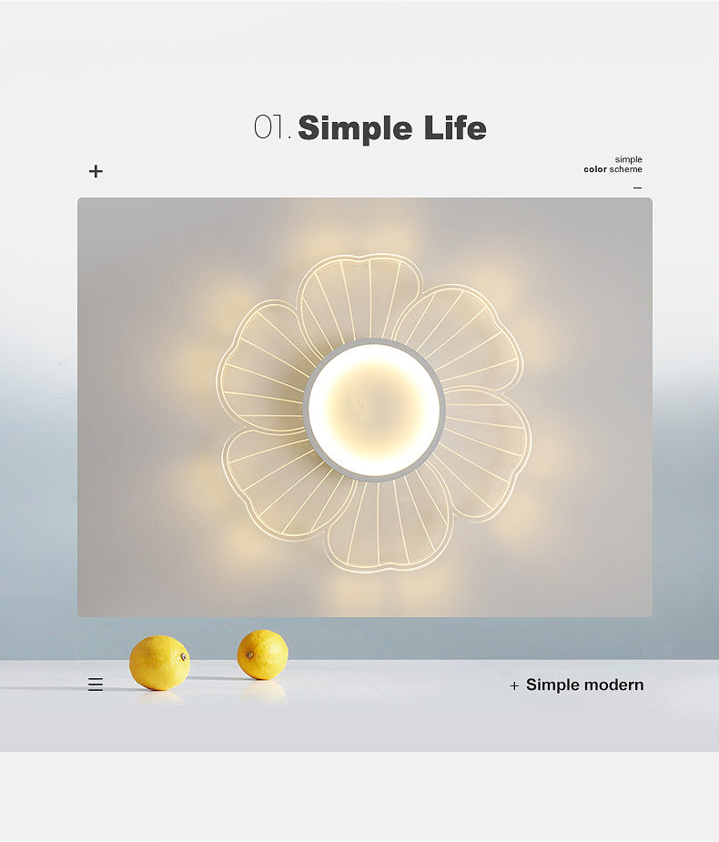 Nordic Flower Bedroom Light Ceiling Lamp Modern Simple Ultra-thin Round Lamp Creative Internet Celebrity Personality Lighting