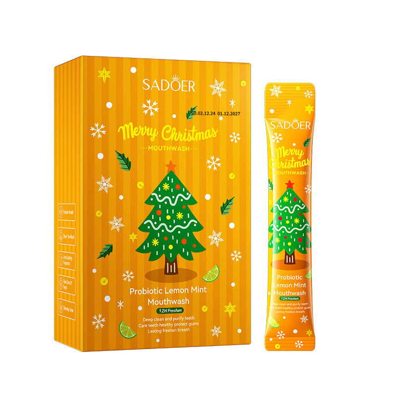 Full English Christmas Probiotic Mouthwash SADOER Green Lemon Mint Oral Cleanser  Wholesale
