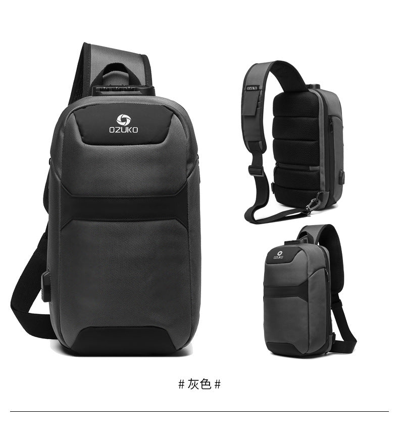 OZUKO Anti-theft Men's Chest Bag Waterproof Oxford Cloth Single Shoulder Crossbody Bag Chest Portable Multifunctional Trendy Bag