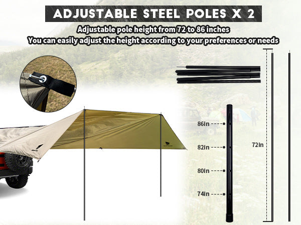 Extra Large Space Car Rear Canopy Outdoor Camping Multi-Person Sunshade Rainproof Sunscreen Tarp Butterfly Canopy