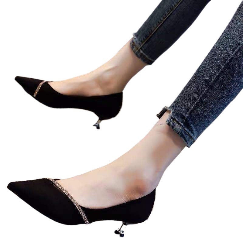 Chanel Style Women's Low Heel French Pointed Toe Versatile Student Girl Fairy Style Korean Version Thin Heel High Heels3cm