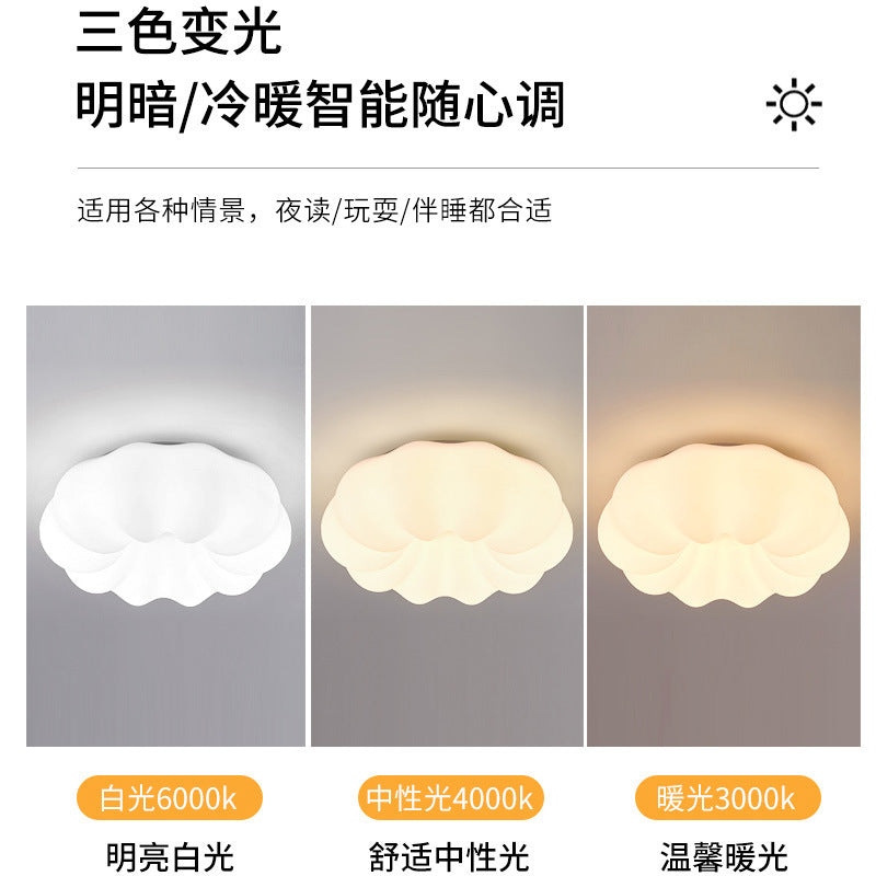 Pumpkin Ceiling Light Cream Style Creative Cloud Master Bedroom Light Round Kindergarten Princess Children's Room Light
