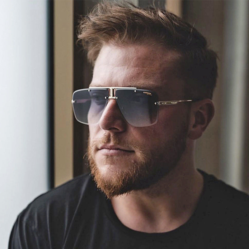 Frameless Sunglasses Men's High-end European and American Fashion New Trendy Glasses Women's Square Frame Sunshade Sunscreen Sunglasses
