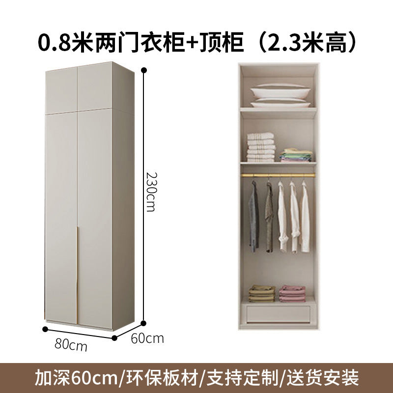 One-Door to Ceiling Heightened Solid Wood Wardrobe for Home Bedroom, Double Door Simple Assembly Cabinet, European Pine Board Storage Cabinet, Wardrobe