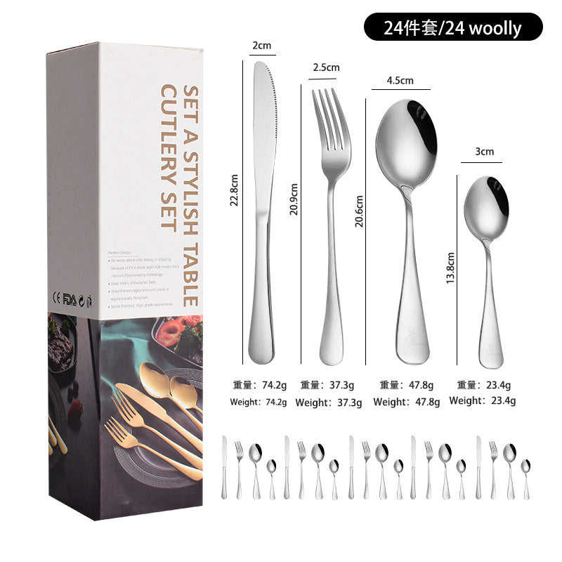 1010241 Piece Western Dessert High Aesthetic gold Steak Knife Fork Spoon Stainless Steel Cutlery Set