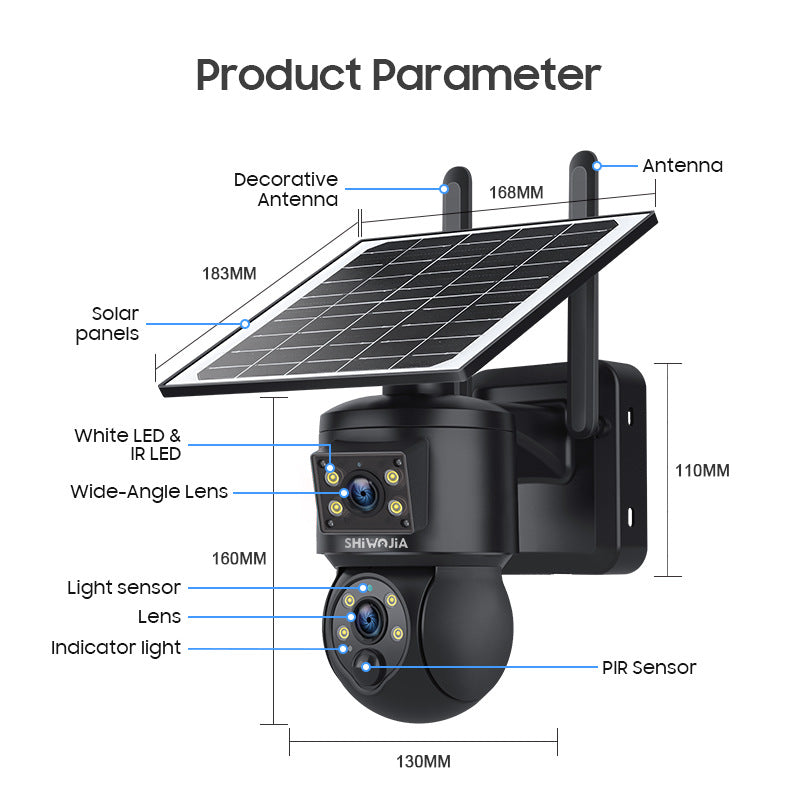 4G Wireless Solar Surveillance Camera Bullet Remote Early Warning6MP HD Night Vision Outdoor Camera