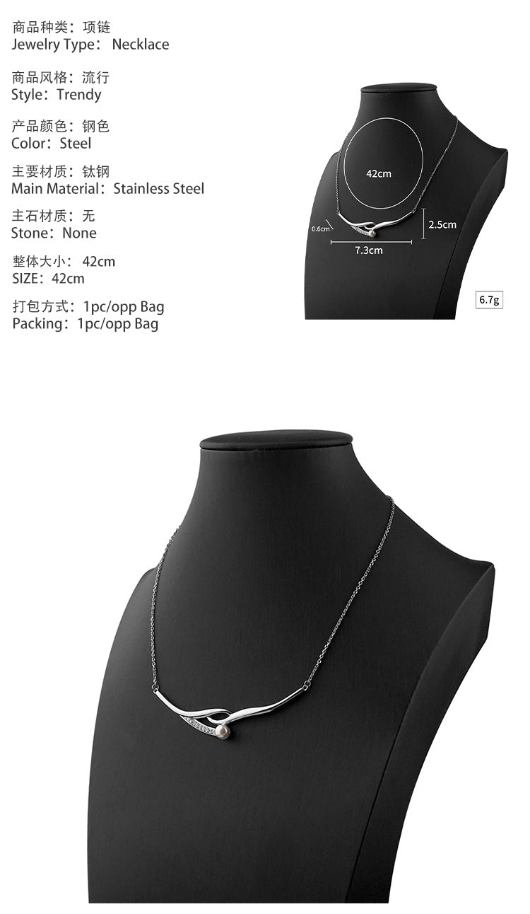 New Pearl Diamond Stainless Steel Necklace Pendant for Women Personalized ins Titanium Steel Jewelry Factory Wholesale