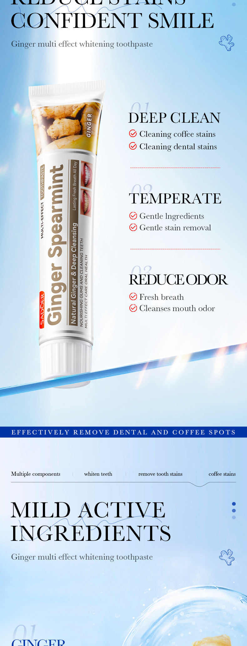 Full English Mint Toothpaste100gSADOER Propolis Sea Salt Ginger Cleans Tartar Strengthens Teeth  Wholesale