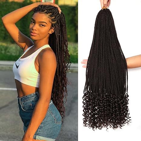 Cross-border European and American Wig Straight Top Loose Tail Three-strand Braid Crochet Hair GoddessBoxBraidshair Fluffy