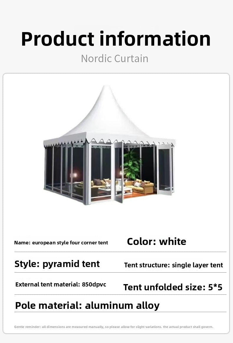 Outdoor Garden Aluminum Alloy Pointed Top Tent European Style Aluminum Pole Tent Car Show Wedding Exhibition Banquet Tent Four Corner Canopy