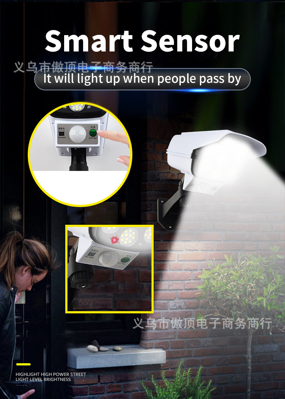 Solar Simulation Surveillance Light Outdoor Lighting LED Human Body Sensor Anti-Theft Light Garden Light Street Light