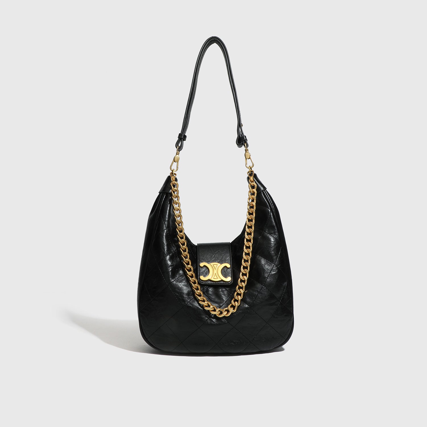 Niche Retro Underarm Bag for Women New Genuine Leather Autumn Winter Fashion Arc de Triomphe Cowhide Bucket Bag Versatile Crossbody Bag