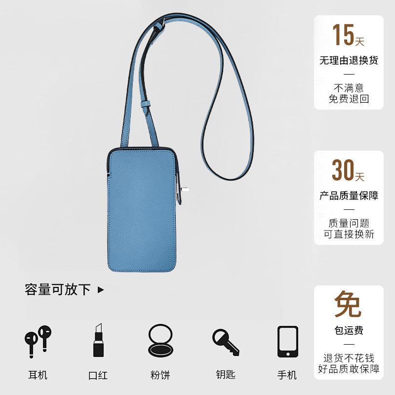 European and American New Style Cowhide Phone Bag for Women, Crossbody Small Bag with High-end Feel, Lightweight Mini Women's Bag, Simple Design