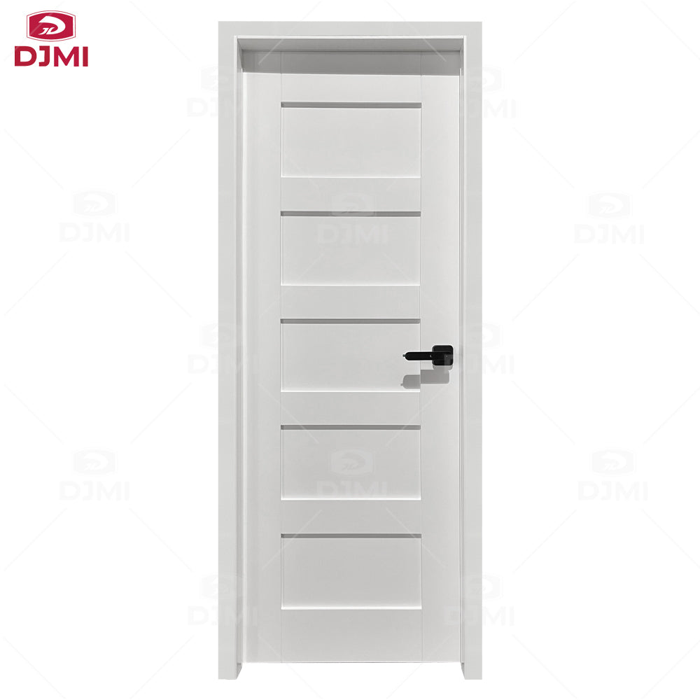 Guangdong Daji Customize Interior Bedroom White Primed Solid Core Wood Single Prehung Interior Shaker Door