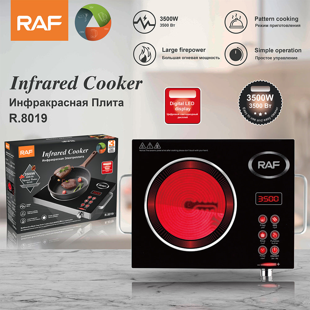 RAF European Standard Electric Ceramic Stove Household Multi-Functional High-Power Stir-Fry Hot Pot Light Wave Induction Cooker Countertop Electric Stove