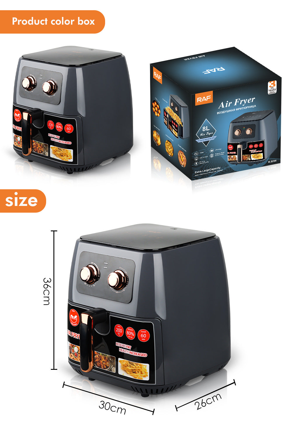 RAF European Standard Wholesale Air Fryer Household Multi-Functional Intelligent French Fries Large Capacity Fully Automatic Fryer