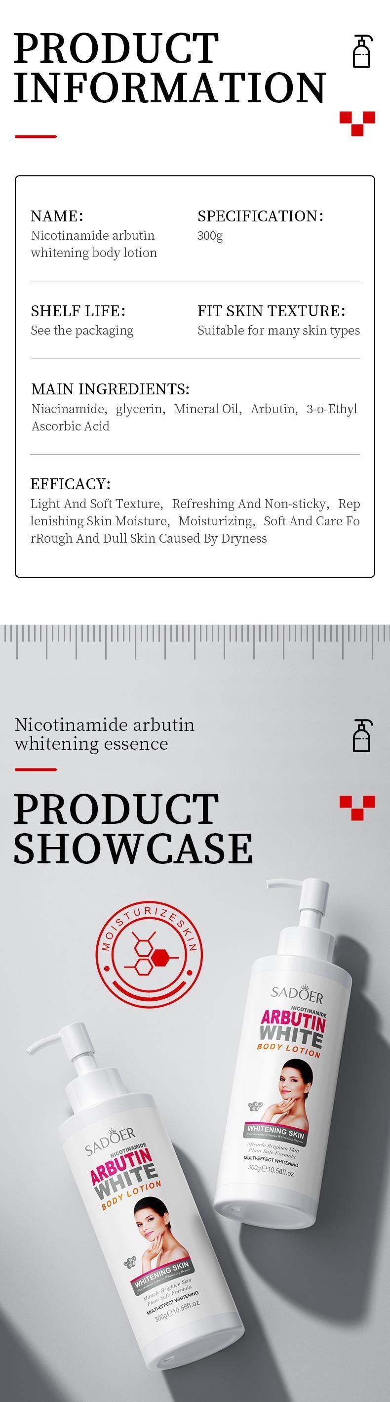 Full English Niacinamide Arbutin Set SADOER Whitening, hydrating, and moisturizing skincare products  wholesale