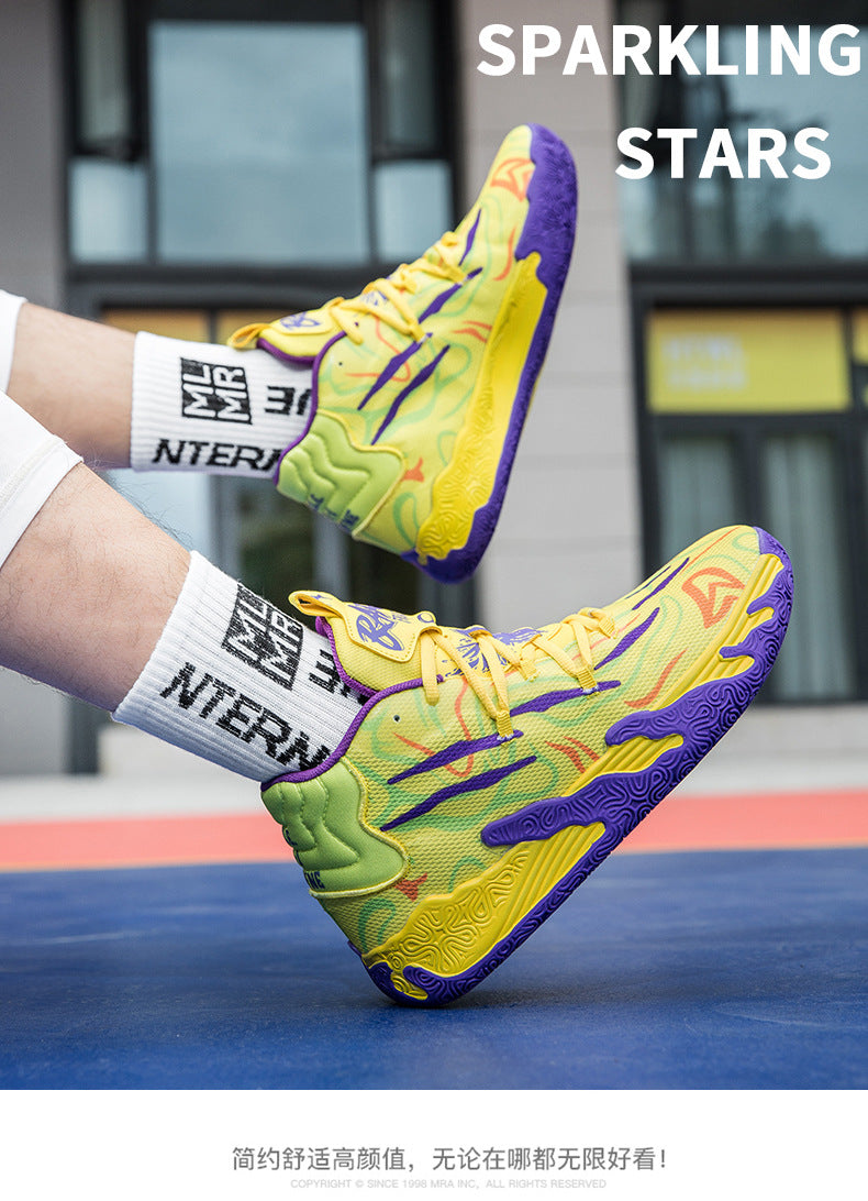 New Mid-Calf Professional Basketball Shoes Outdoor Practical Breathable Couple Shoes Thick Sole Non-Slip Unisex Shock Absorption Sports Shoes