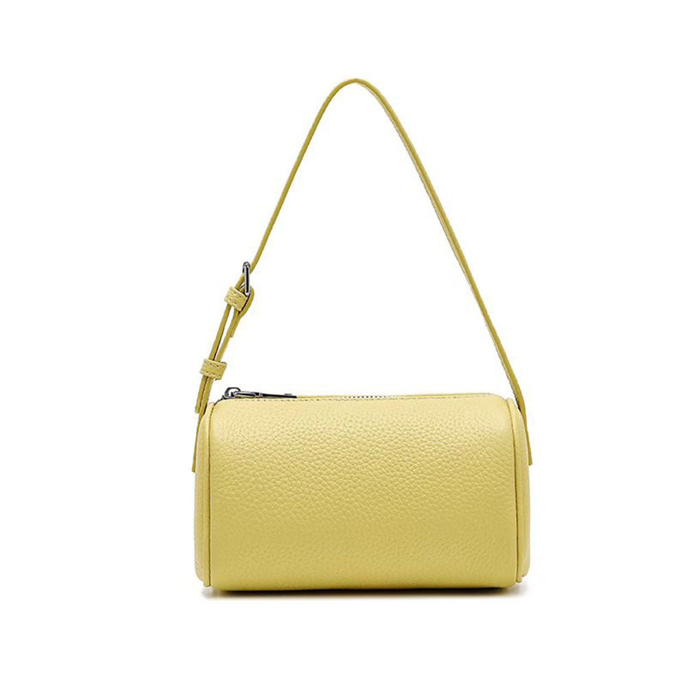 Genuine Leather Women's Bag Round Handbag Top Layer Cowhide Simple Versatile Underarm Shoulder Bag Pillow Crossbody Small Bag