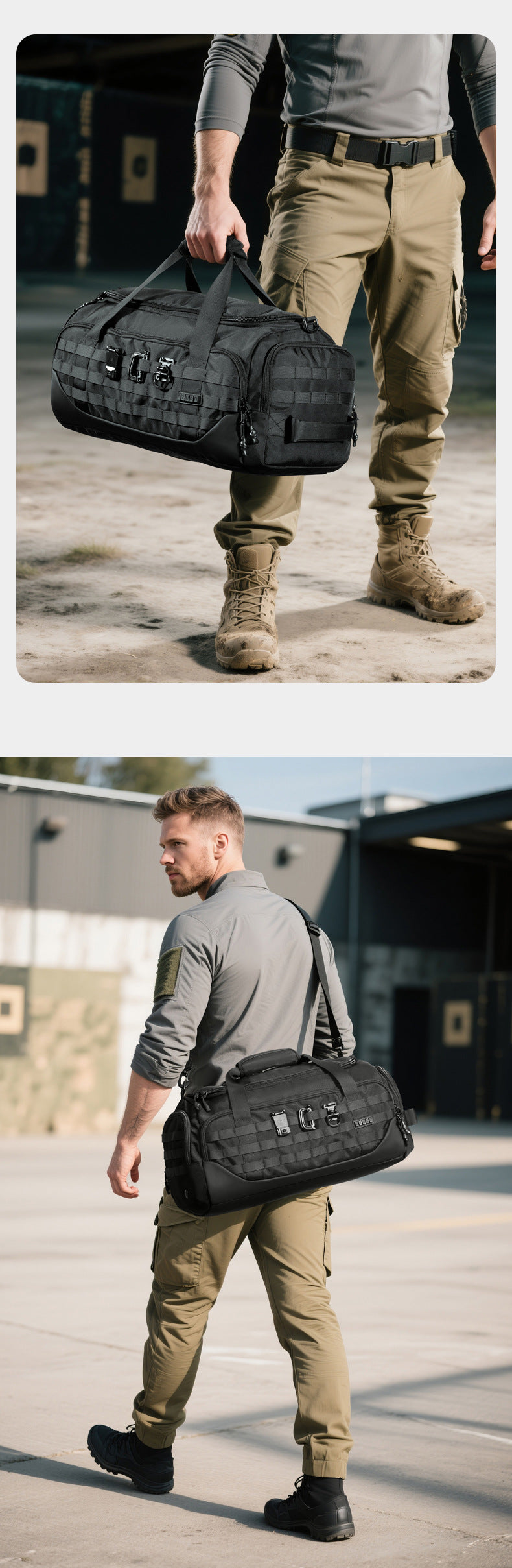 ozuko Men's Travel Bag Handheld Large Capacity Waterproof Sports Bag Tactical Commuting Multifunctional Business Travel Bag