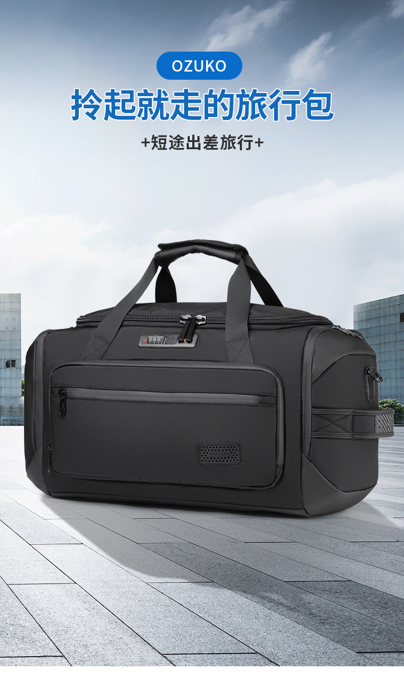 OZUKO Travel Bag Fitness Handbag Large Capacity Dry Wet Separation Can Be Inserted Into The Trolley Short Distance Business Trip Sports Men's Bag
