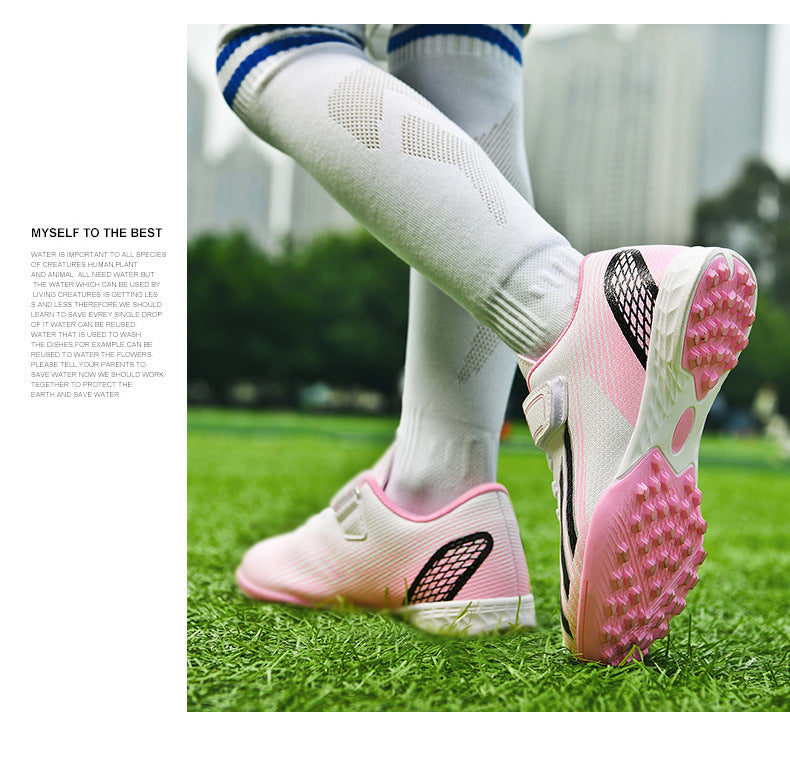 New football shoes for men and women with Velcro for children TF Broken Nail Style Youth Student Grassland Flat Training Shoes