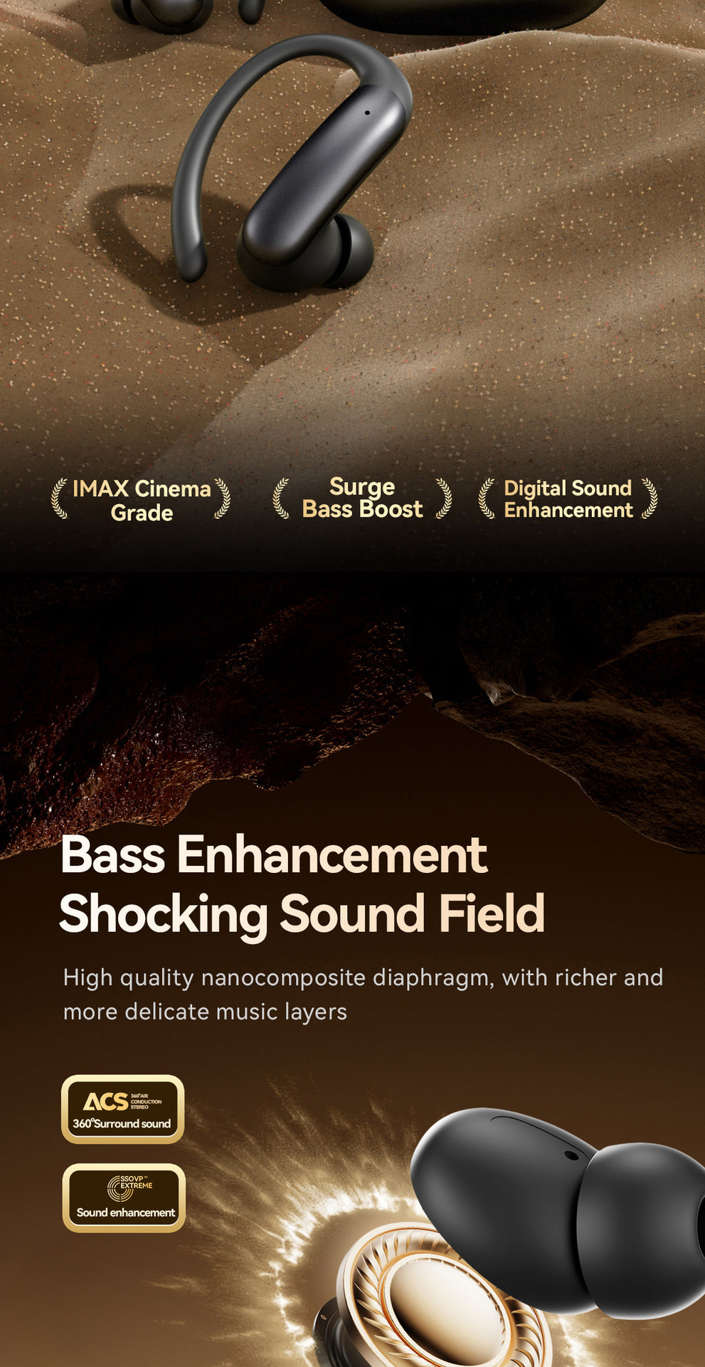 2025New M145Bluetooth ear-hook headphones with digital display OWS In-ear ultra-long battery life earphones private model