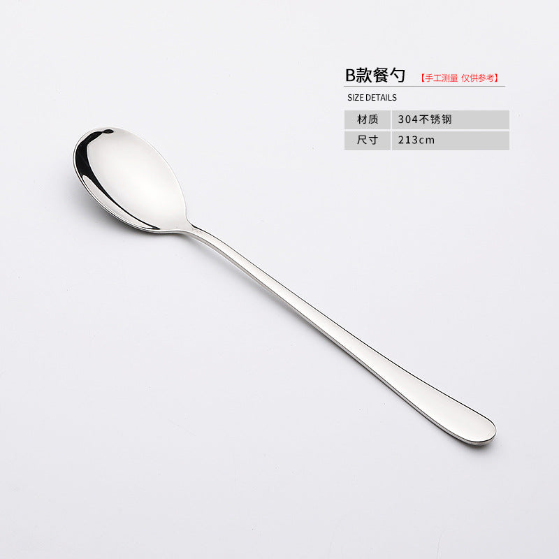 304Stainless Steel Tableware Korean Style Spoon Fork Adult Deepened Soup Spoon Ramen Fork Glossy Ruyi Wholesale Korean Style Wholesale