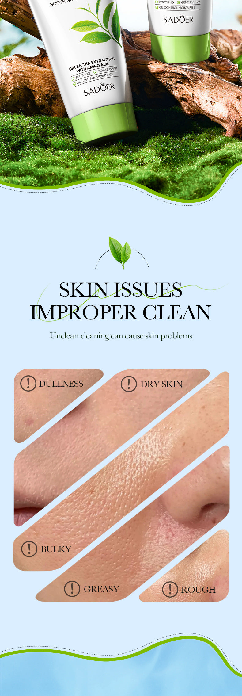 Full English Facial Cleanser150g SADOER Green Tea Cleansing Peach Moisturizing Cleanser  Wholesale