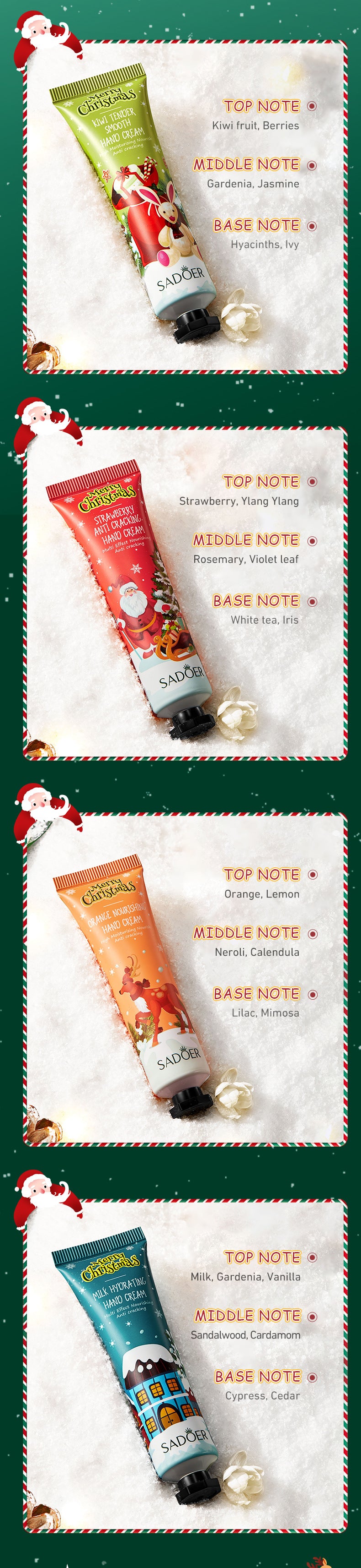 Full English Christmas Moisturizing Anti-Chapped Hand Cream Five-Piece Set SADOER Autumn and winter hand cream  foreign trade wholesale