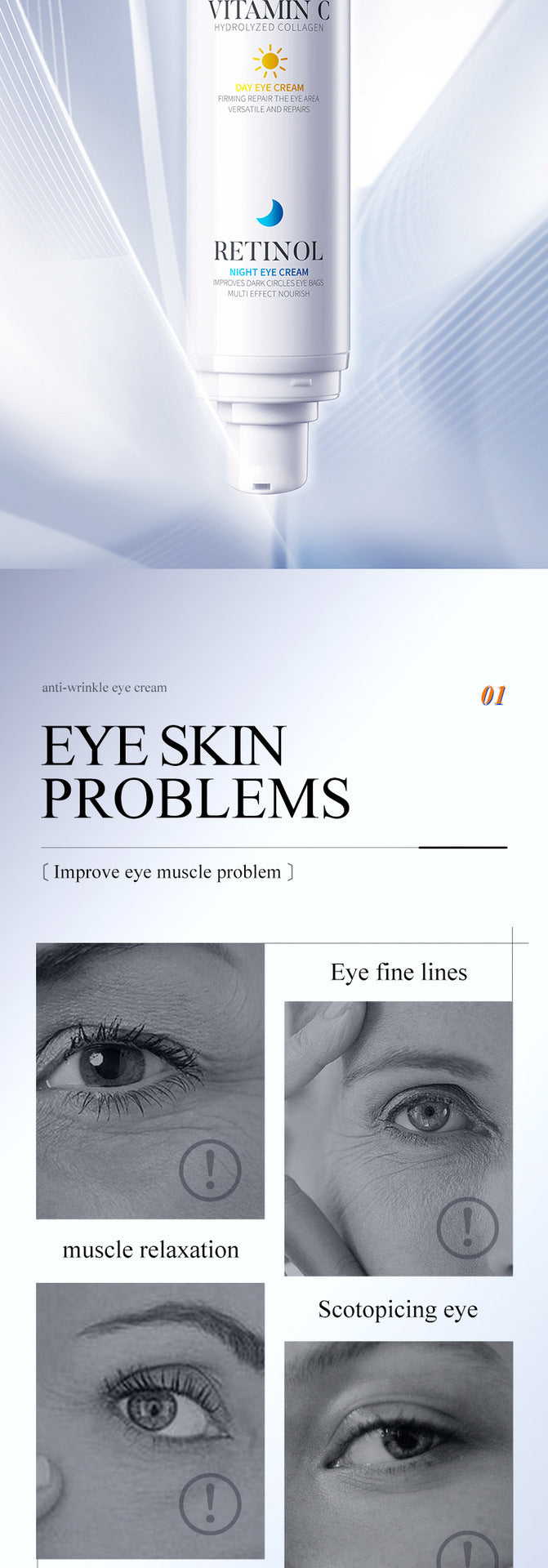 Anti-Wrinkle Eye Cream SADOER Early C Late A Day and Night Light Skin rejuvenating eye cream cross-border wholesale