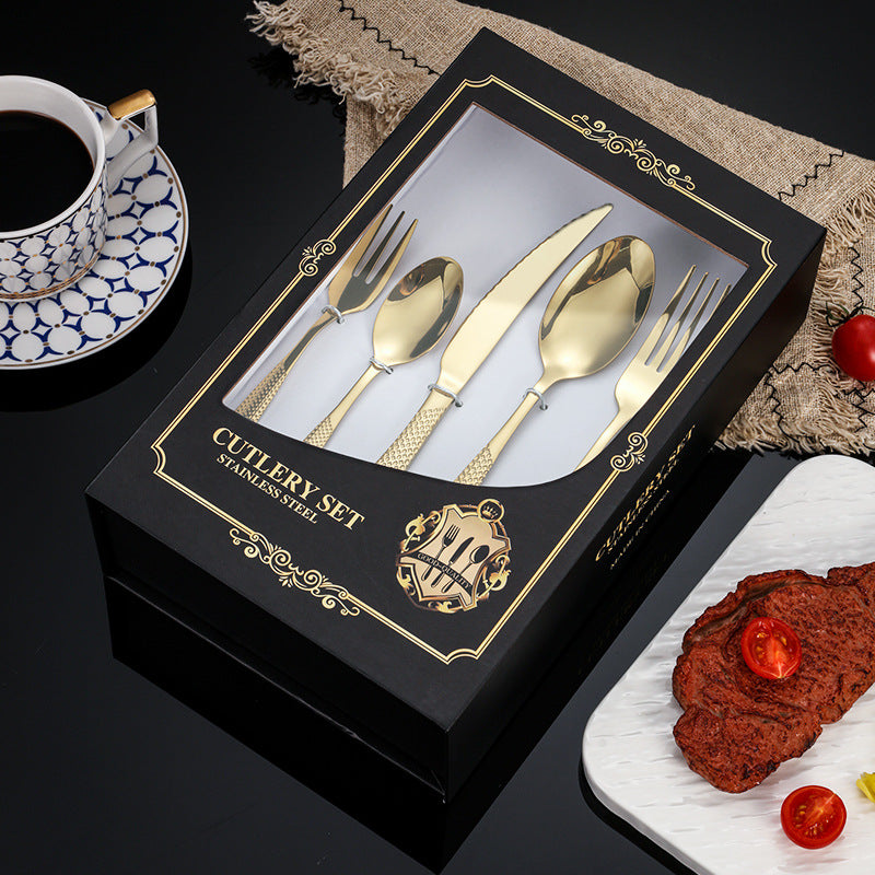 New Hot Selling Stainless Steel Star Diamond Tableware Knife, Fork and Spoon40Set20Set of Steak Knives and Forks