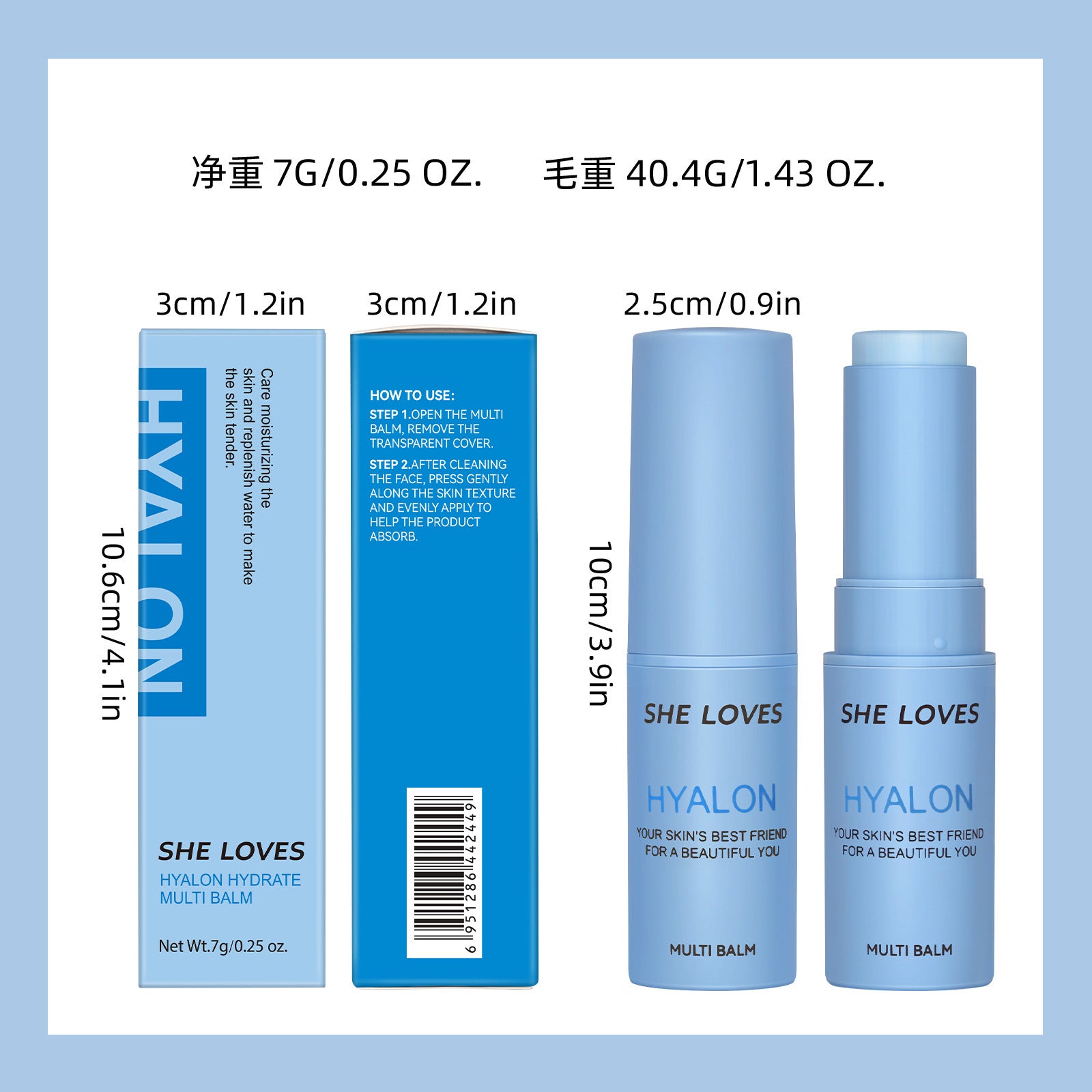 SHELOVES Universal Hydrating Stick7g Hyaluronic Acid Makeup Moisturizing Primer Face Serum Stick