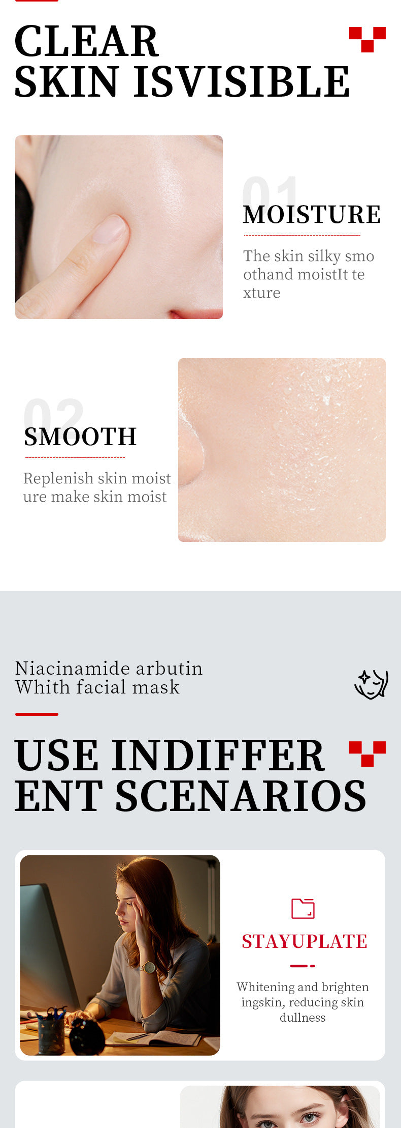 Full English Whitening Face Mask25g SADOER Niacinamide Arbutin Hydrating Moisturizing Tablets  Wholesale