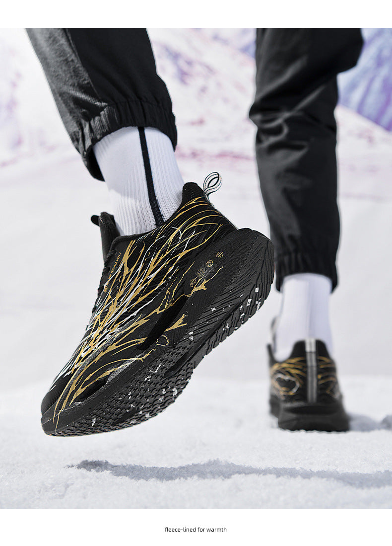 Red Rabbit9pro Winter New Leather Fleece-Lined Warm Running Shoes for Teenagers with Real Carbon Plate Training Sports Shoes