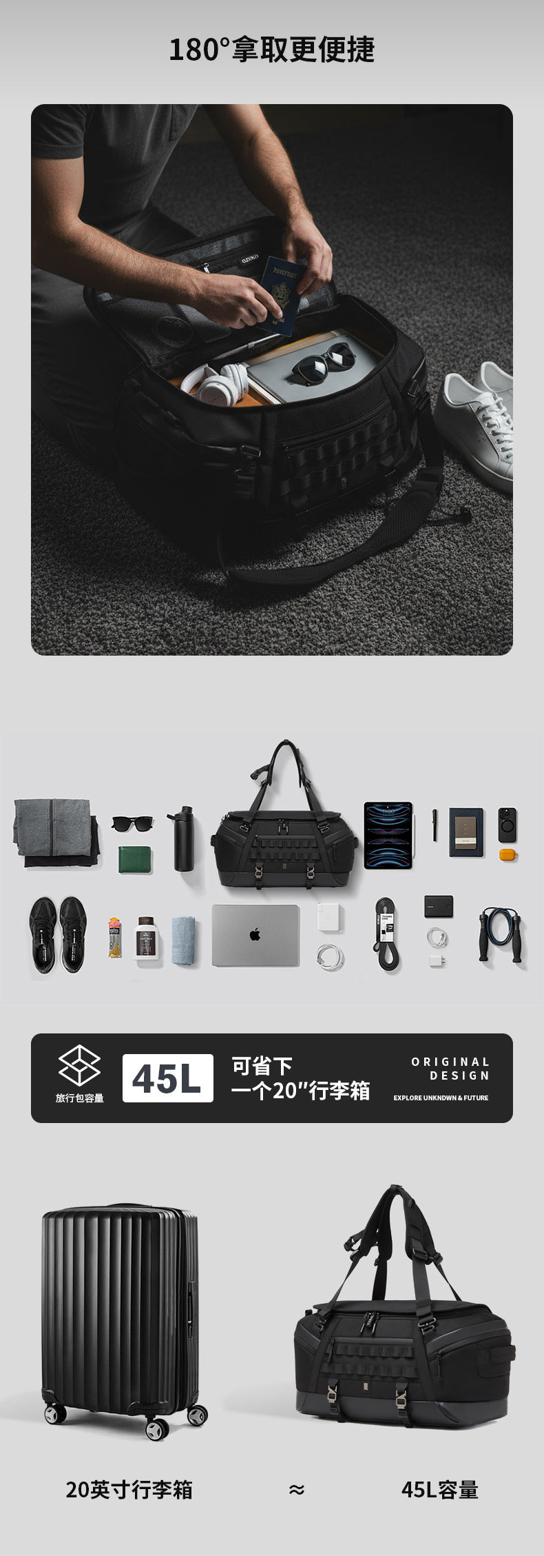 Men's Travel Bag Multifunctional Sports Fitness Bag Large Capacity Waterproof Travel Bag Business Trip Handheld Backpack